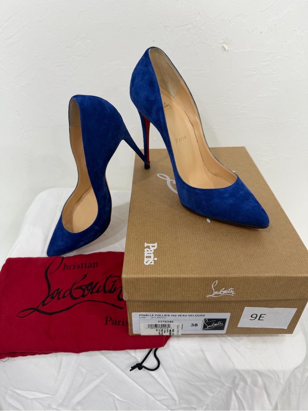 Christian Louboutin Cobalt Blue Suede Pointed-Toe Stiletto Pumps
